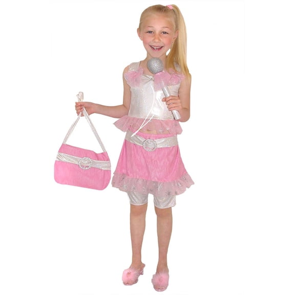 POP DIVA dancer pink top skirt girls kids 80s dress up halloween costume XS