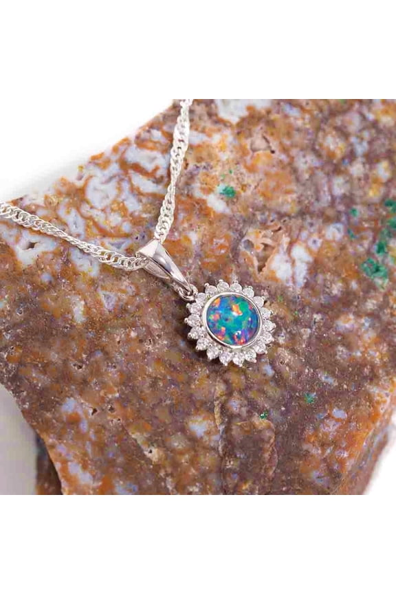 POP FLASH STERLING SILVER AUSTRALIAN BLACK OPAL NECKLACE