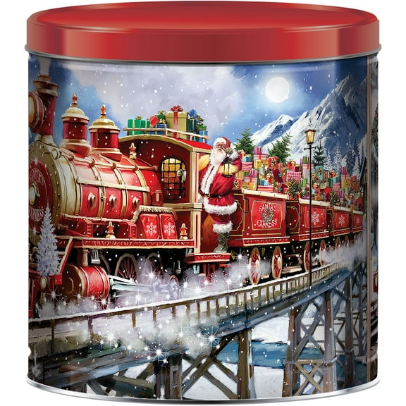 Great Value Christmas Popcorn Tin, Santa's Train, Assorted Popcorn, 21 ounces