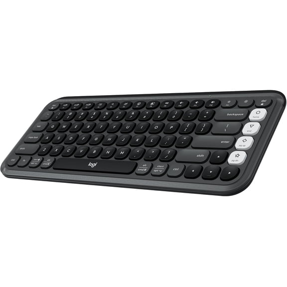 POP ICON Keys Wireless Bluetooth Keyboard, Comfortable Typing, Programmable Keys, Easy-Switch Between up to 3 Devices, for Laptop, Tablet, PC  Graphite and White