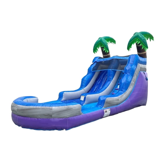 POP JUMP Tropical Water Slide with Pool - 23ft Long, 13ft Tall; 100% PVC Vinyl, Commercial Strength Reinforced Construction - True Party Size Backyard Slide for Kids & Adults, Wet or Dry Fun