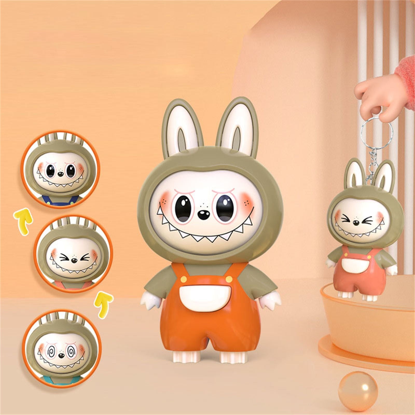 POP MART LABUBU Keychain Creative Cute Face Changing Doll With 5 Unique