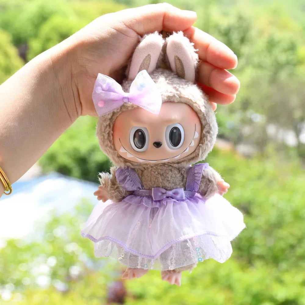 POP MART LABUBU The Monsters Plush Doll Colour Bow Sequin Dress Hair