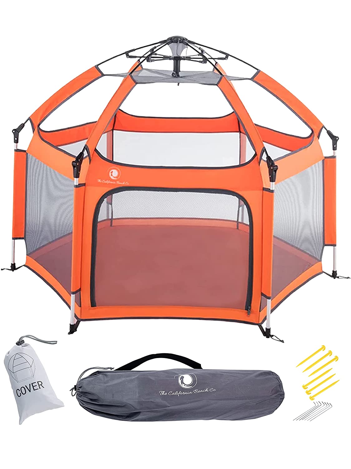 POP 'N GO Premium Outdoor and Indoor Baby Playpen - Portable, Lightweight, Pop Up Pack and Play Toddler Play Yard w/Canopy and Travel Bag - Orange - image 1 of 7