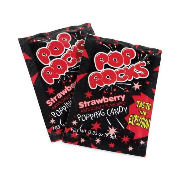 POP ROCKS Sugar Candy,Strawberry, 0.33 oz Pouches, 24/Carton, Ships in 1-3 Business Days
