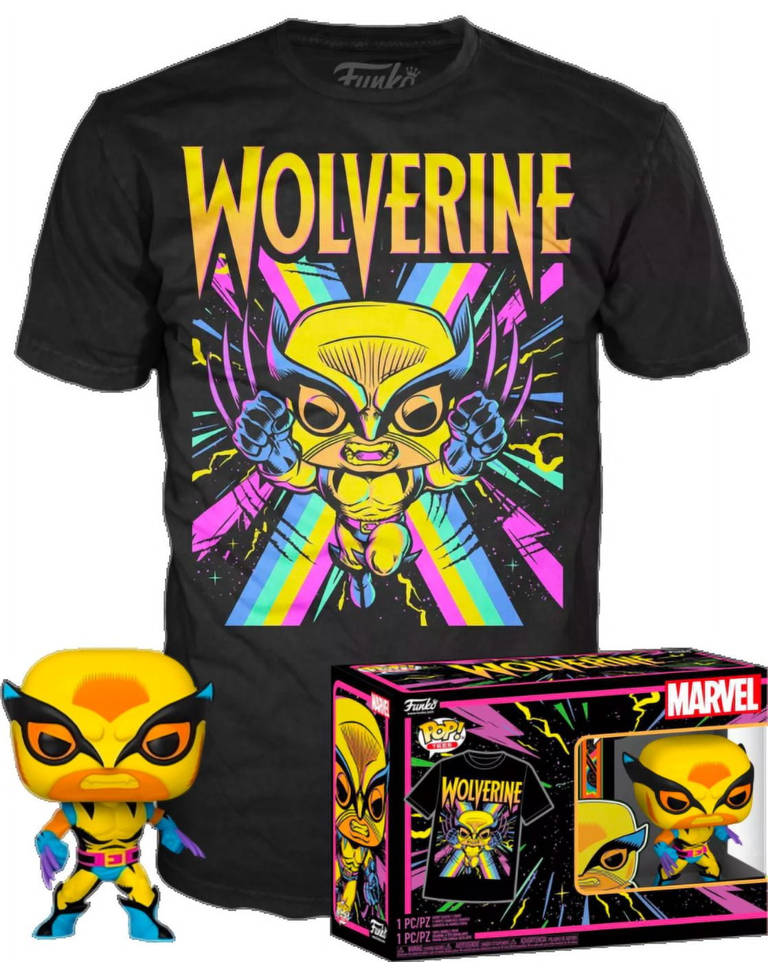 Funko POP! Wolverine and Venom Marvel Black good Light Large T-Shirt SET