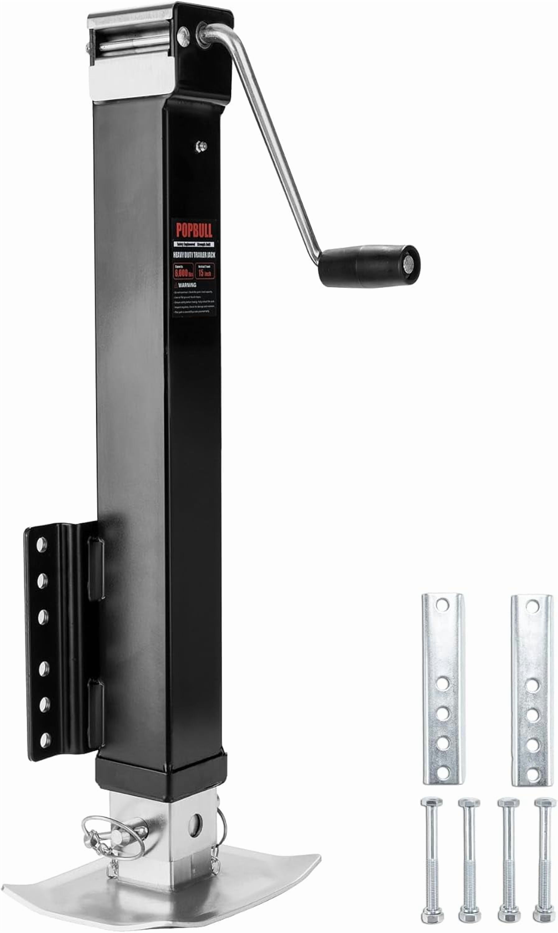 POPBULL 8000lbs Heavy-Duty Trailer Jack: 30" Lift Swivel Bolt-On Design with Adjustable Drop Leg, Suitable for RVs, Utility Trailers & Yachts.