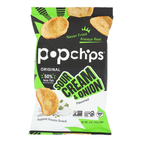 POPCHIPS - Savory Sour Cream & Onion Potato Chips - 5 Oz, Case of 12