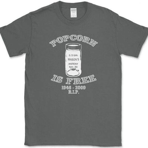 POPCORN IS FREE T-Shirt Moonshine Drinking Whiskey Liquor Bar Tee - Charcoal, 4XL