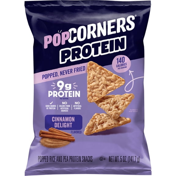 PopCorners 9g Protein, No Artificial Colors, Cinnamon Delight Popped Corn Protein Chips, 5 oz