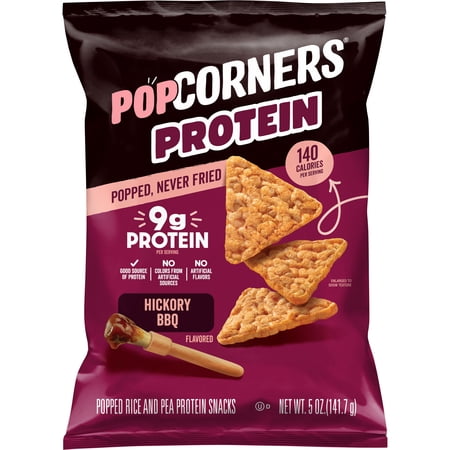 PopCorners 9g Protein, No Artificial Colors, Hickory BBQ Popped Corn Protein Chips, 5 oz