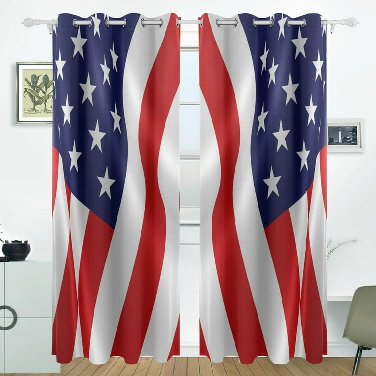 POPCreation American Flag Window Curtain Blackout Curtains Darkening Thermal Blind Curtain for Bedroom Living Room 2 Panel 52Wx84L Inches