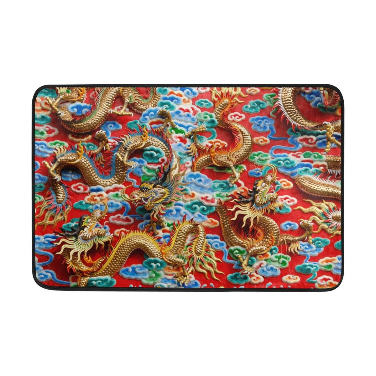 POPCreation Anti Slip Door Mat Vintage Asian Chinese Dragon