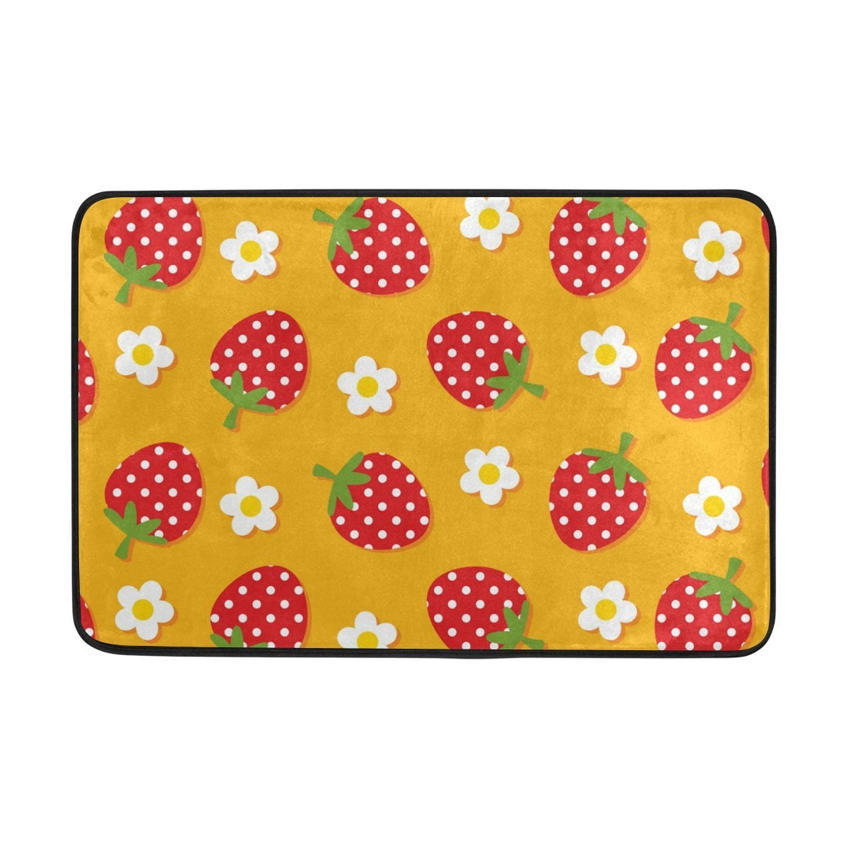 POPCreation Strawberry NonSlip Floor Mat Doormats for Living Room