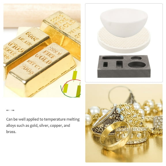 POPETPOP Graphite Crucibles Set for Melting Casting Kit with Ingot Mold Ideal for DIY Metal Gold Silver