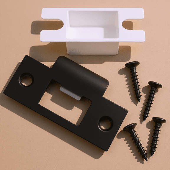 POPETPOP 1 Set T Shaped Strike Plate Metal Black For Door Latch Installation