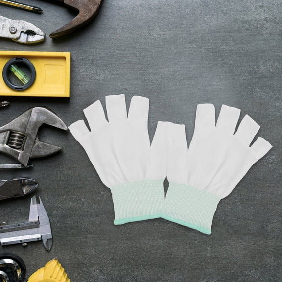POPETPOP 10 Pairs Weeding Gloves Nylon Puncture-proof Half-finger Style for Gardeners