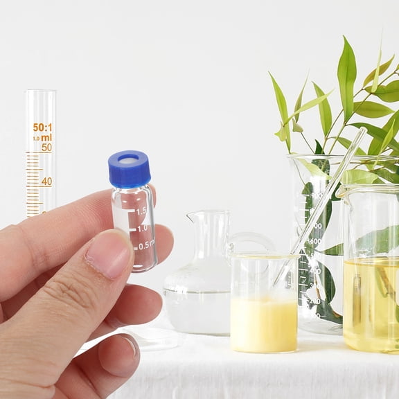 POPETPOP Clear Glass Vials, Blue, Tight Seal, Accurate Analysis, 100Pcs
