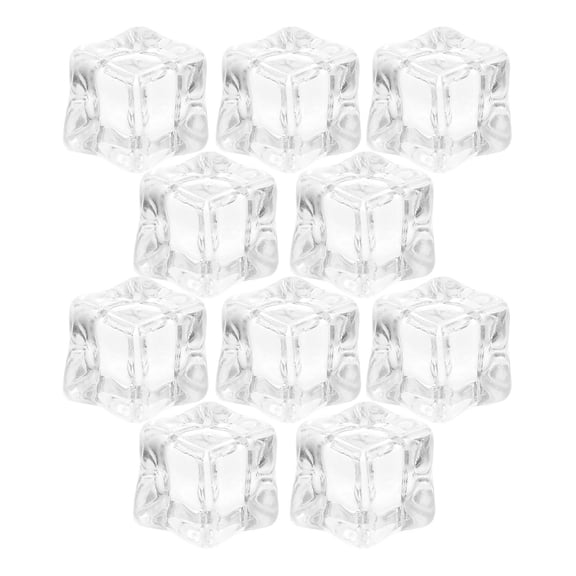 POPETPOP 100Pcs Clear Acrylic Fake Ice Blocks Simulated Ice Cubes for Bar and Table Decor