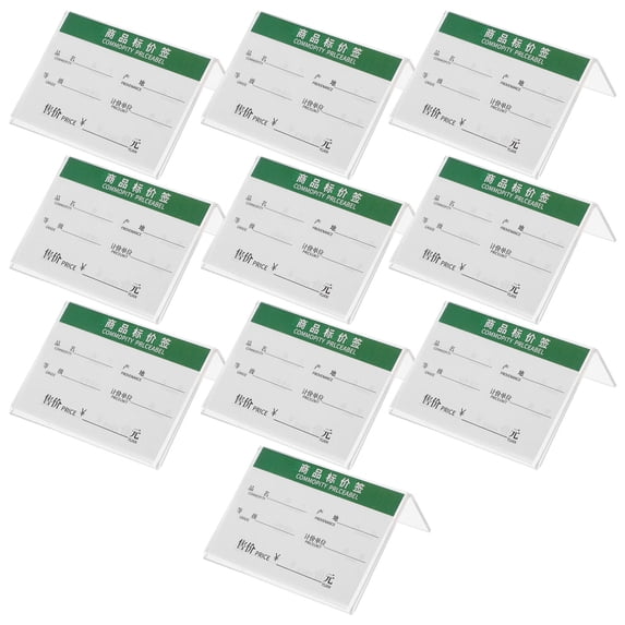 POPETPOP 10Pcs Transparent Acrylic L Shape Label Display Holders for Store Office Library