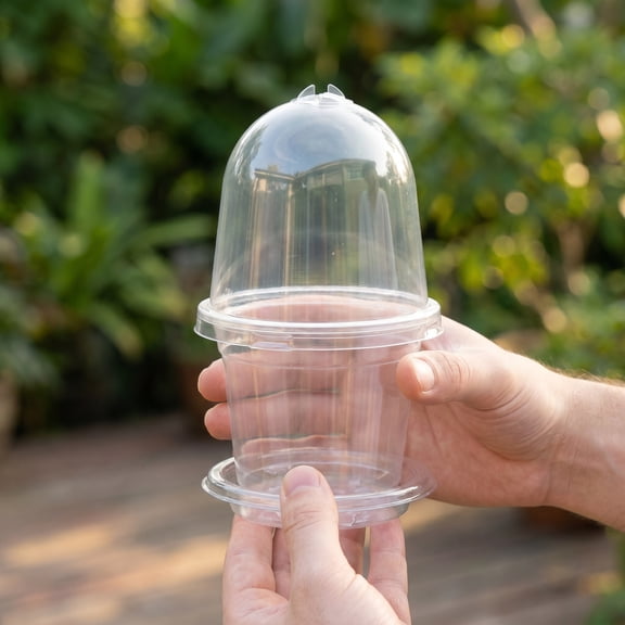 POPETPOP 10Pcs Clear Plastic Growing Starter Cups with Cover for Home Germination and Seed Sprouting