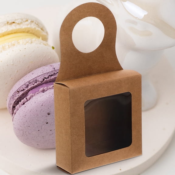 POPETPOP 10Pcs Foldable Brown Paper Wine Box with Window Portable Wine Bottle Case for Travel