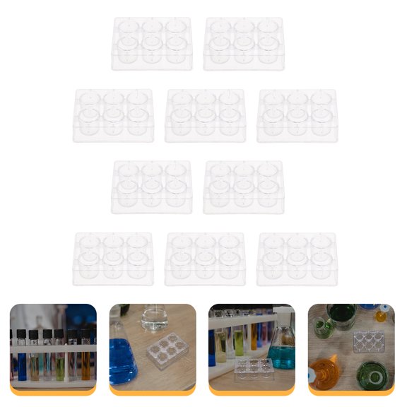 POPETPOP 10Pcs Plastic Reaction Plate Clear Transparent for Chemical Experiments Laboratory