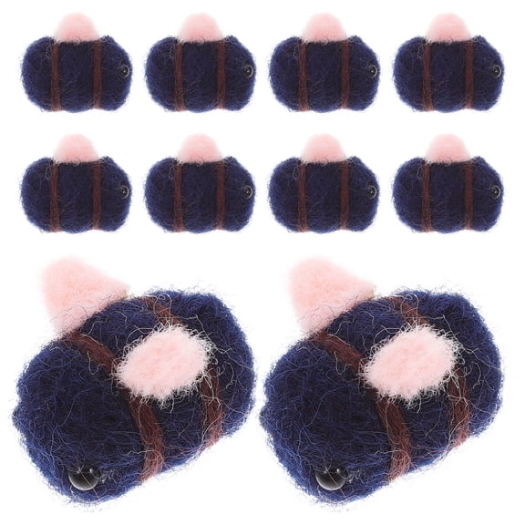 POPETPOP 10Pcs Vibrant Dark Blue Wool Felt Balls with Bee Motifs for Crafting and Decoration