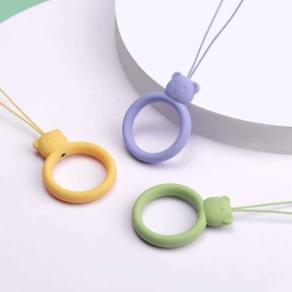 POPETPOP 10Pcs Assorted Color Silicone Lanyard Ring for Phone Camera Keychain Carry