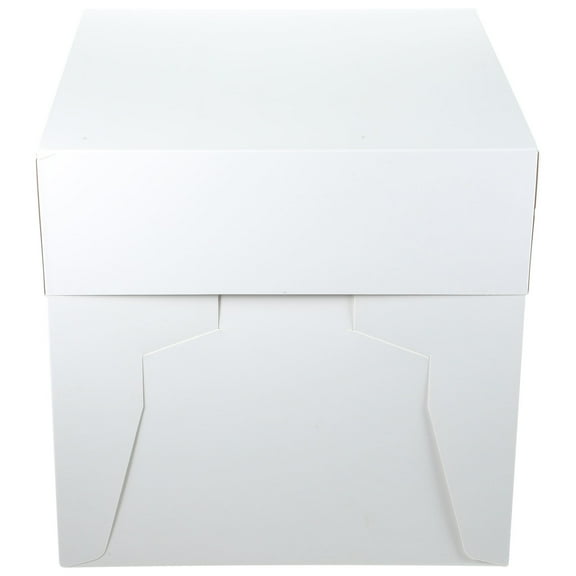 POPETPOP 12 Inch White Paper Cake Box with Lid for Safe Storage and Easy Carrying