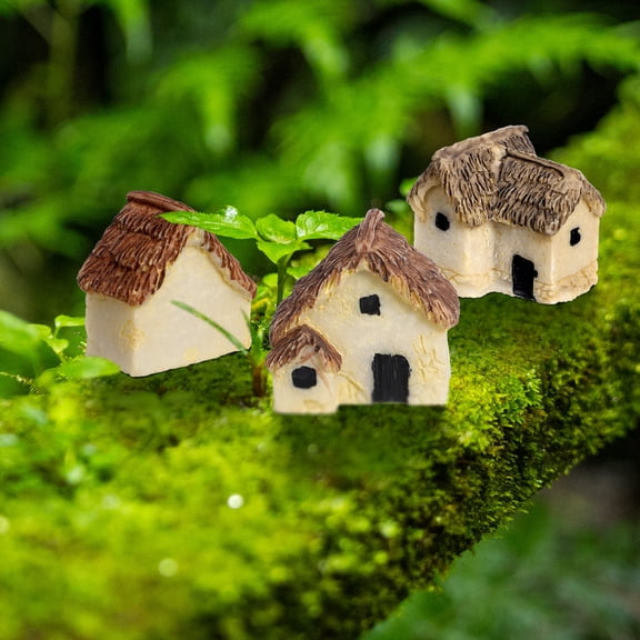 POPETPOP 12 Pcs Mini House Shaped Ornaments Resin House Model Landscaping Decor