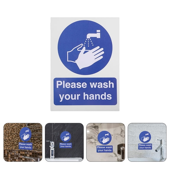 POPETPOP Hand Washing Sign Hand Wash Stickers Assorted Color 12Pcs Bathroom Decor