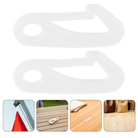 POPETPOP 12Pcs Flag Pole Clip Hooks White Plastic Spring Loaded Replacement Flagpole Accessories