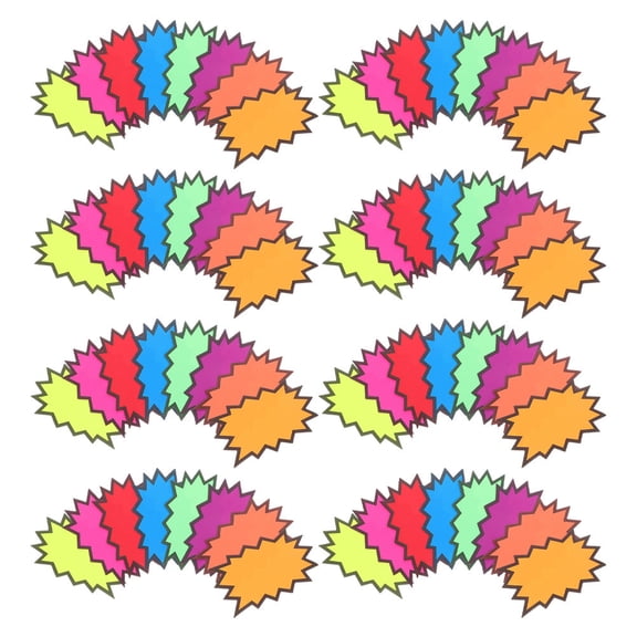 POPETPOP 160Pcs Market Sale Tags Fluorescent Paper Burst Signs High Visibility Water Resistant
