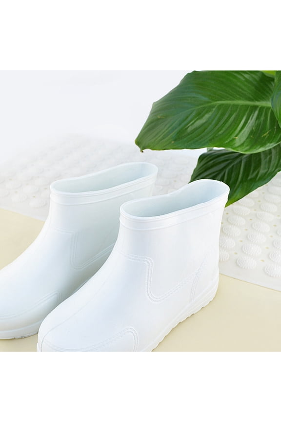 1Pair Alkali Resistant Boots White Wear Resistant Non Slip Thick Sole Stable Walking