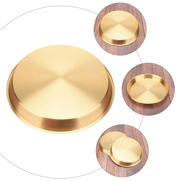 POPETPOP 1Pc Golden Copper Plate Stainless Steel Fruit Tray for Home Kitchen Use