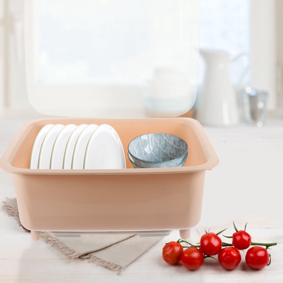 FENGGUIQU Pink Plastic Water Draining Box for Kitchen Storage of Tableware and Cutlery 1Pc