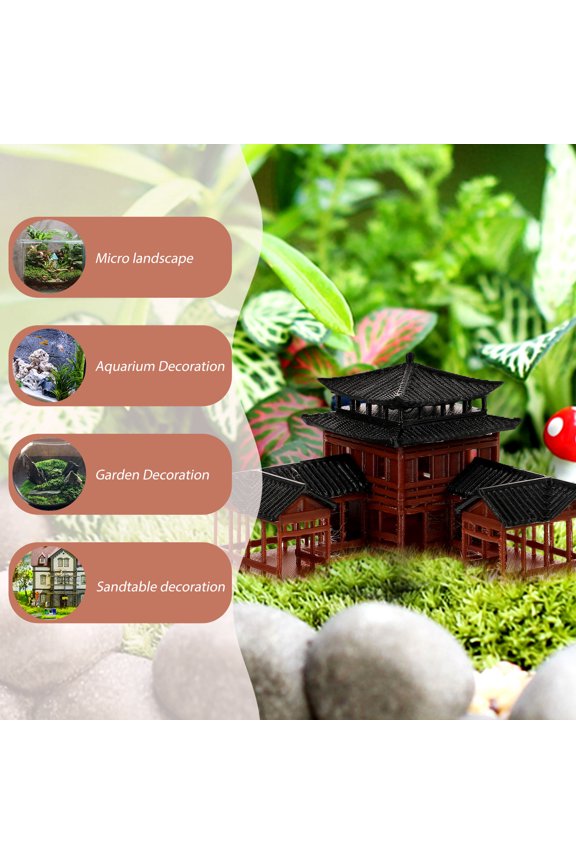 1Pcs Chinese Inn Statue Architectural Figurine Coffee Plastic Indoor Use Decor