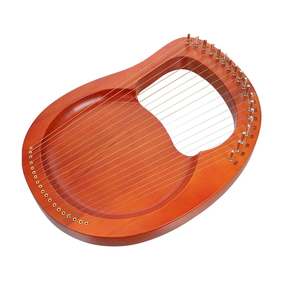 POPETPOP 1Set 19 String Wood Lyre Harp Portable Handheld Harp with Tuning Wrench Brown for Home Use