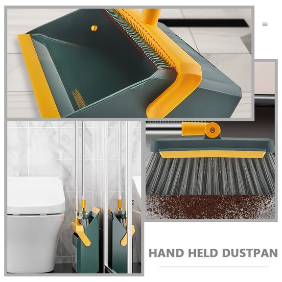 POPETPOP 1Set Green Vertical Broom with Dustpan Kit for Convenient Indoor Floor Sweeping