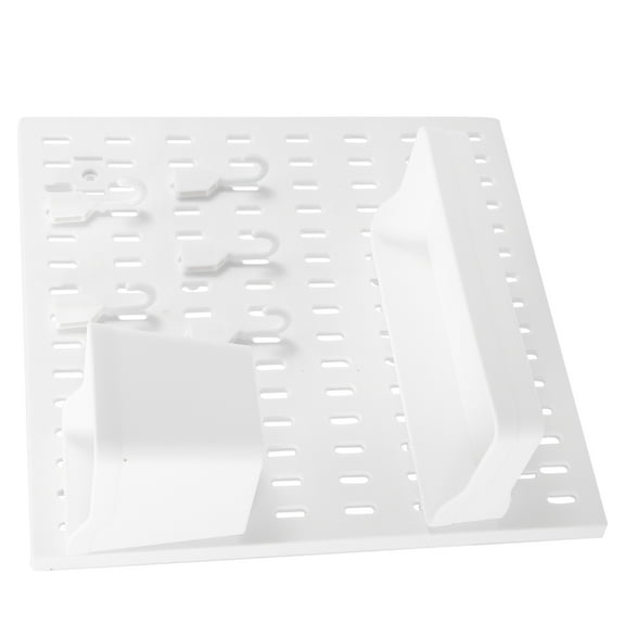 POPETPOP 1Set Home Use White Pegboard Wall Storage Rack with Hanging Shelf for Small Items