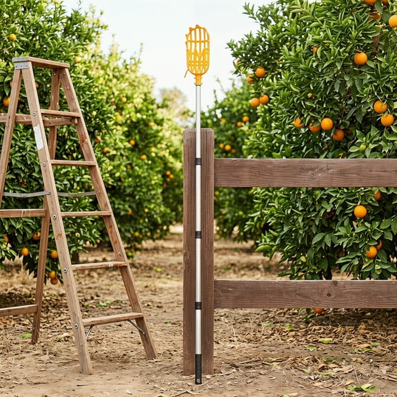 POPETPOP 1Set Lightweight Telescoping Fruit Picker Tool with Basket for Home Garden Tree Harvesting