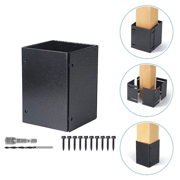 POPETPOP 1Set Heavy Duty Metal Post Base for Deck Railing and Mailbox Post Protection