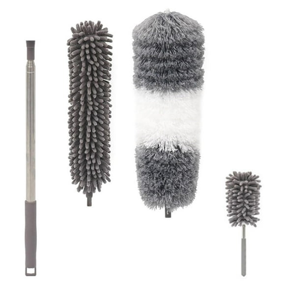 POPETPOP Microfiber Duster Brush Set with Extendable Telescopic Handle for Efficient Dust Removal on TVs, Air Conditioners, and Electronics
