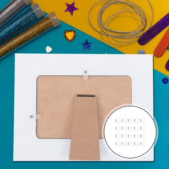 POPETPOP 1Set Photo Frame Buttons White Plastic DIY Fixing Clip for Hanging Pictures Art
