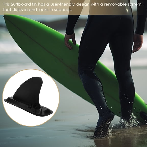 POPETPOP Detachable Paddle Board Fin Replacement Plastic Black for Surfing 1 Set