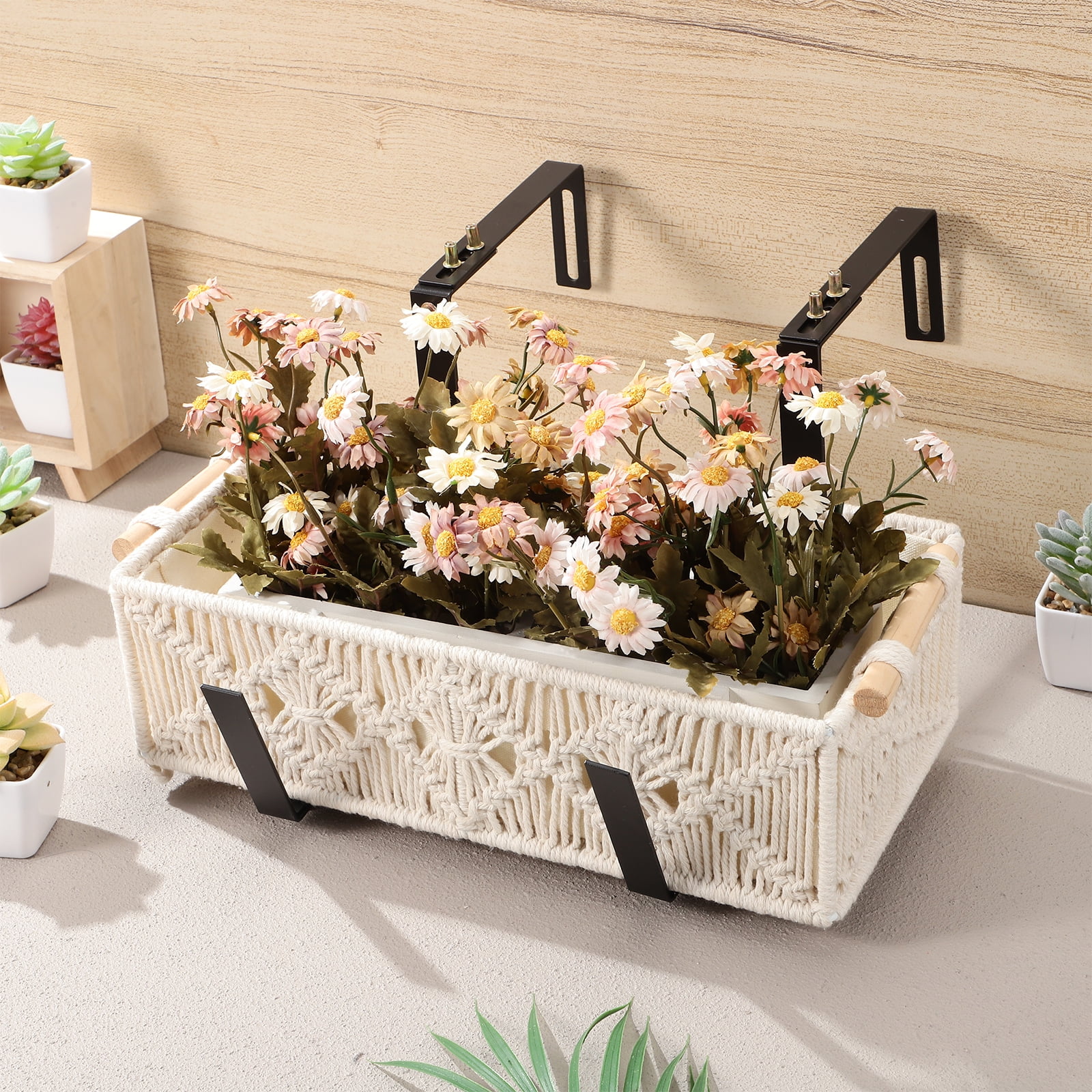 POPETPOP 2Pcs Durable Black Metal Planter Brackets with Adjustable ...