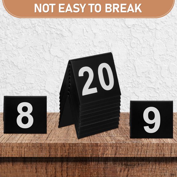 POPETPOP 20Pcs Black Acrylic Wedding Table Numbers Double Sided Standing Number Signs for Banquets