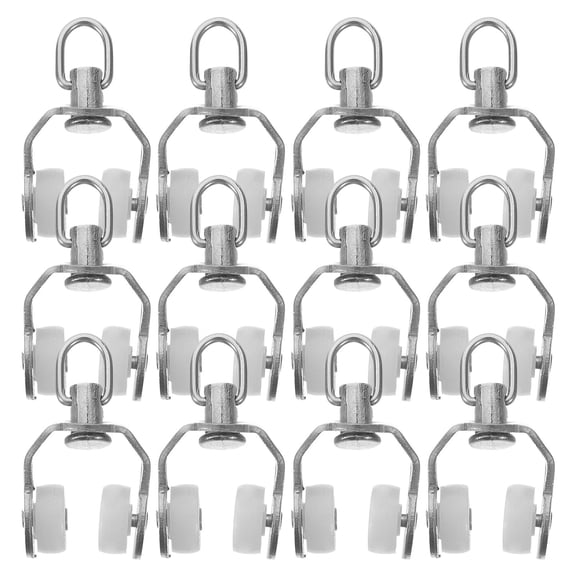 POPETPOP 20Pcs Curtain Gliders for Track with Sturdy Plastic and Stainless Steel Frame in Plated Silver