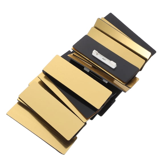 POPETPOP 20Pcs Golden Reusable Name Badge Blanks for DIY Office Identification and Uniform